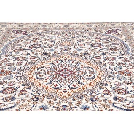 Tappeto Nain Kashmar Persia bianco grigio 242x350