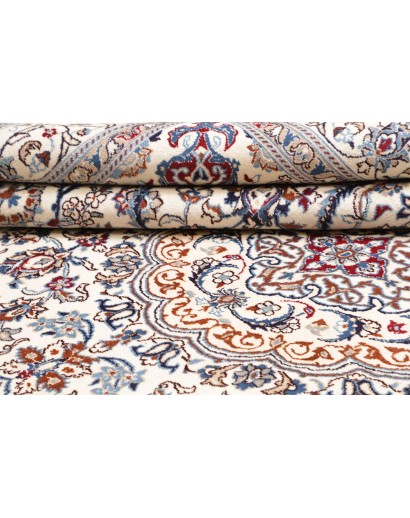 Tappeto Nain Kashmar Persia bianco grigio 242x350