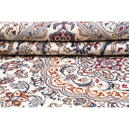 Tappeto Nain Kashmar Persia bianco grigio 242x350