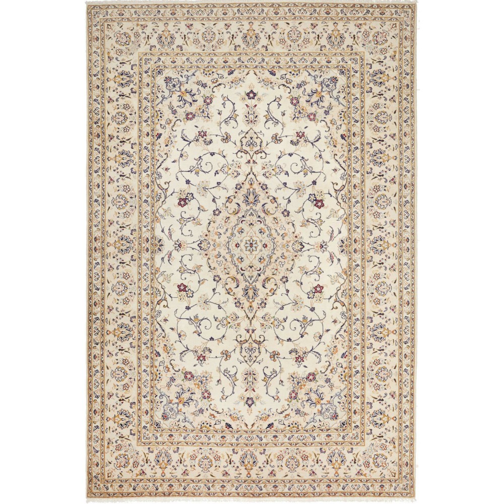 Tappeto Kashan Persia bianco marrone 201x303 Tappeto Kashan Persia bianco marrone 201x303