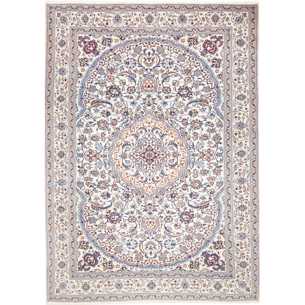 Tappeto Nain Kashmar Persia bianco grigio 247x344