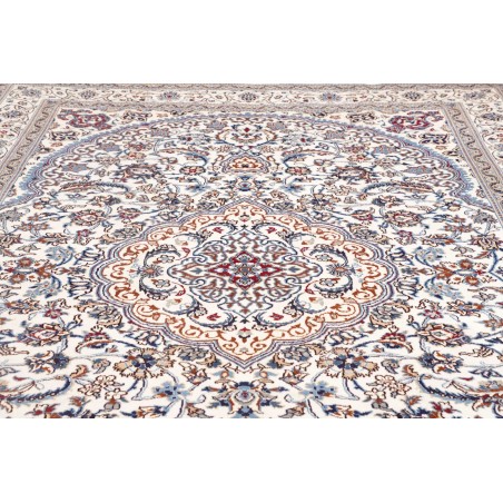 Tappeto Nain Kashmar Persia bianco grigio 247x344