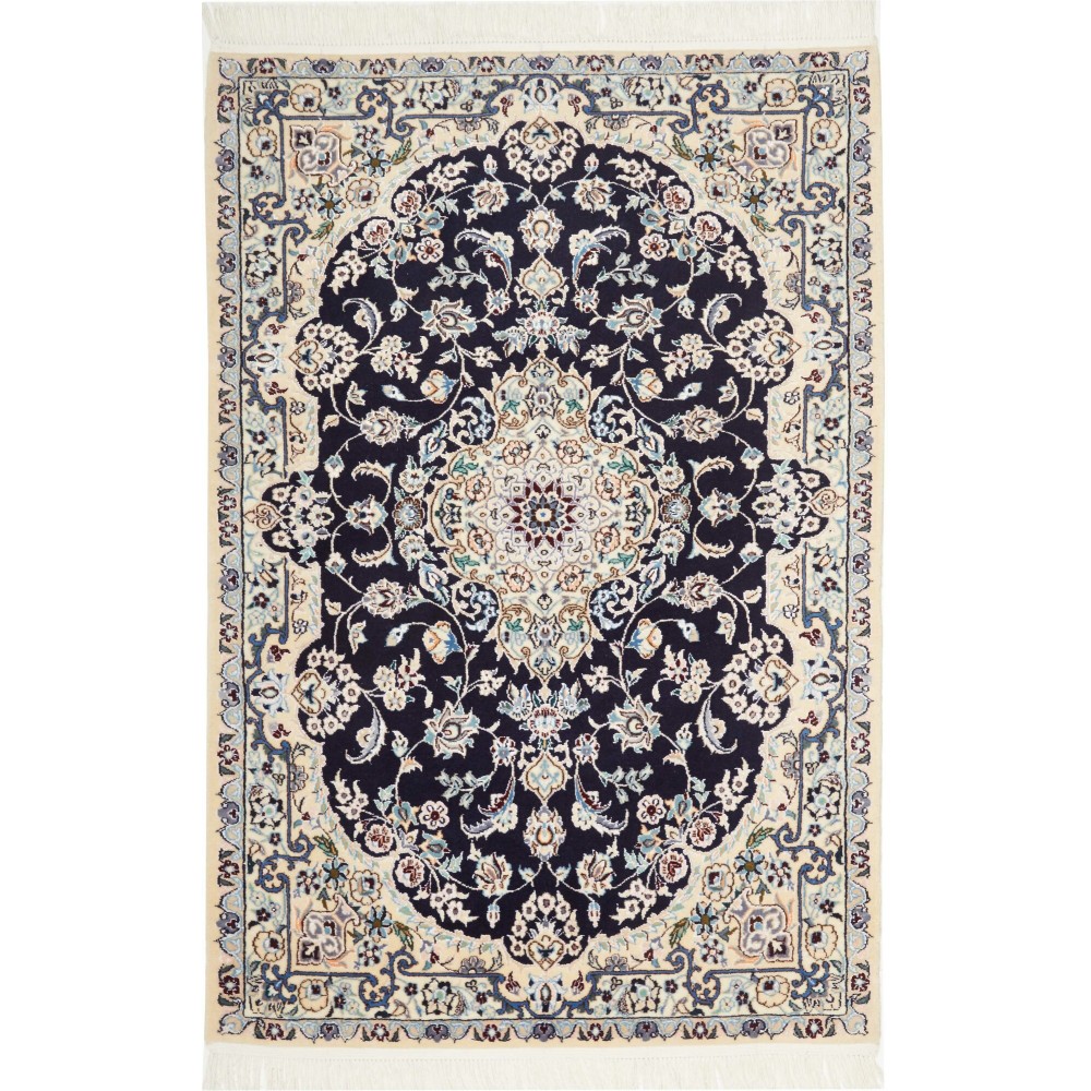 Tappeto Nain 6La Persia bianco azzurro 81x124 Tappeto Nain 6La Persia bianco azzurro 81x124
