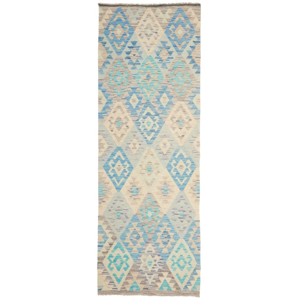 Tappeto Kilim Afghanistan beige blu 80x229 Tappeto Kilim Afghanistan beige blu 80x229