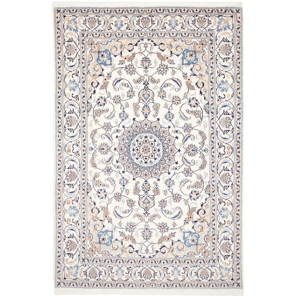 Tappeto Nain Kashmar Persia bianco grigio 190x295