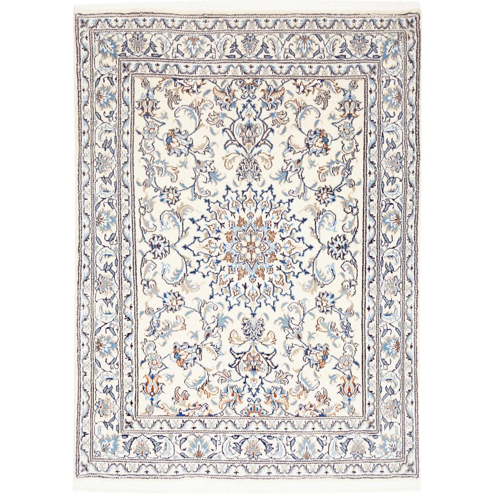Tappeto Nain Kashmar Persia bianco azzurro 145x196
