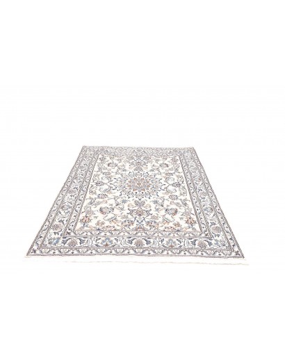 Tappeto Nain Kashmar Persia bianco azzurro 145x196