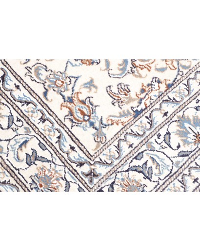 Tappeto Nain Kashmar Persia bianco azzurro 145x196