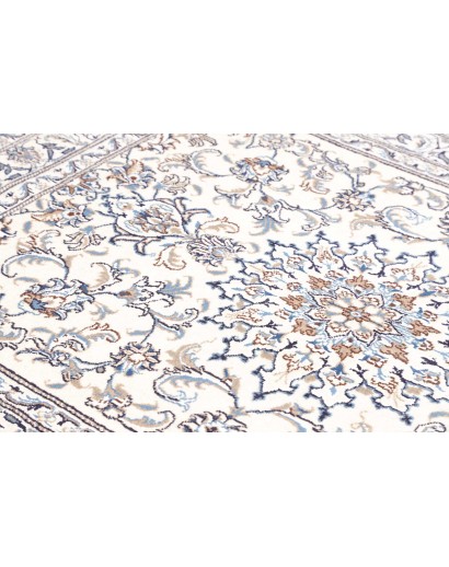 Tappeto Nain Kashmar Persia bianco azzurro 145x196
