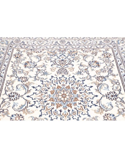 Tappeto Nain Kashmar Persia bianco azzurro 145x196