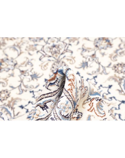 Tappeto Nain Kashmar Persia bianco azzurro 145x196