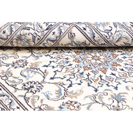 Tappeto Nain Kashmar Persia bianco azzurro 145x196