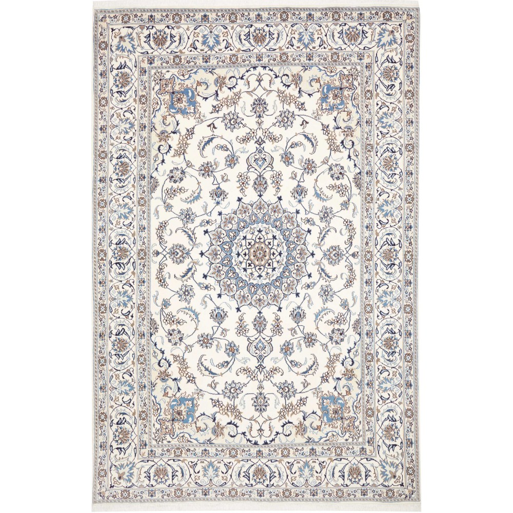 Tappeto Nain Kashmar Persia bianco grigio 204x306
