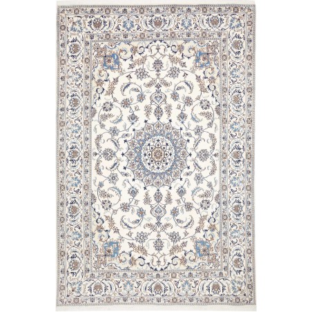 Tappeto Nain Kashmar Persia bianco grigio 204x306