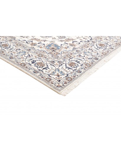 Tappeto Nain Kashmar Persia bianco grigio 204x306