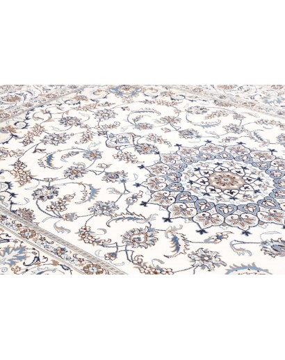 Tappeto Nain Kashmar Persia bianco grigio 204x306
