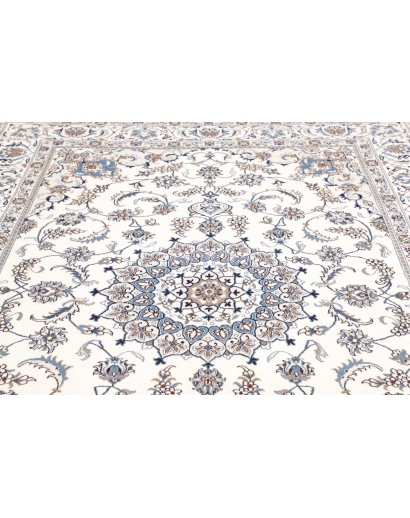 Tappeto Nain Kashmar Persia bianco grigio 204x306