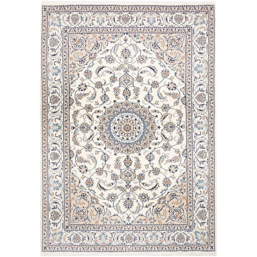 Tappeto Nain Kashmar Persia bianco grigio 197x288