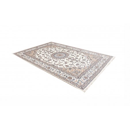 Tappeto Nain Kashmar Persia bianco grigio 197x288