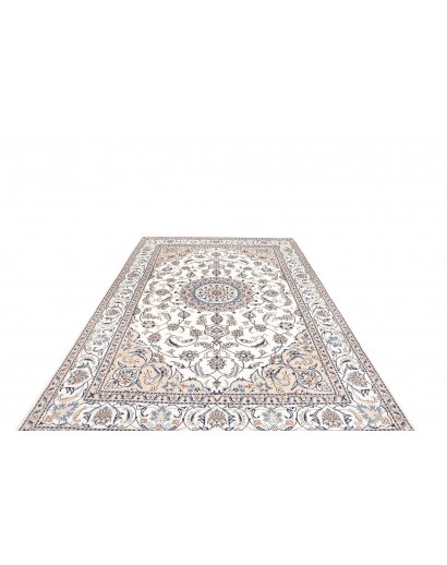 Tappeto Nain Kashmar Persia bianco grigio 197x288