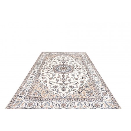 Tappeto Nain Kashmar Persia bianco grigio 197x288