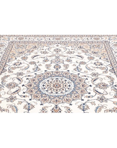 Tappeto Nain Kashmar Persia bianco grigio 197x288
