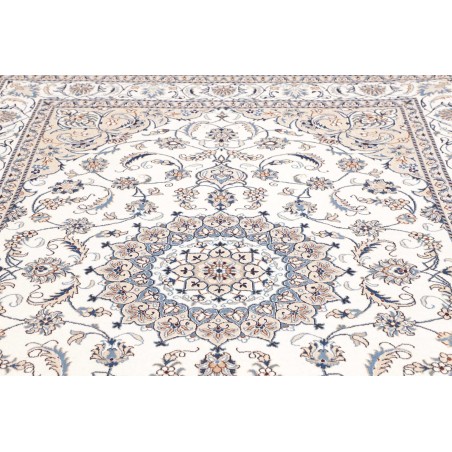 Tappeto Nain Kashmar Persia bianco grigio 197x288