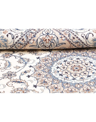 Tappeto Nain Kashmar Persia bianco grigio 197x288