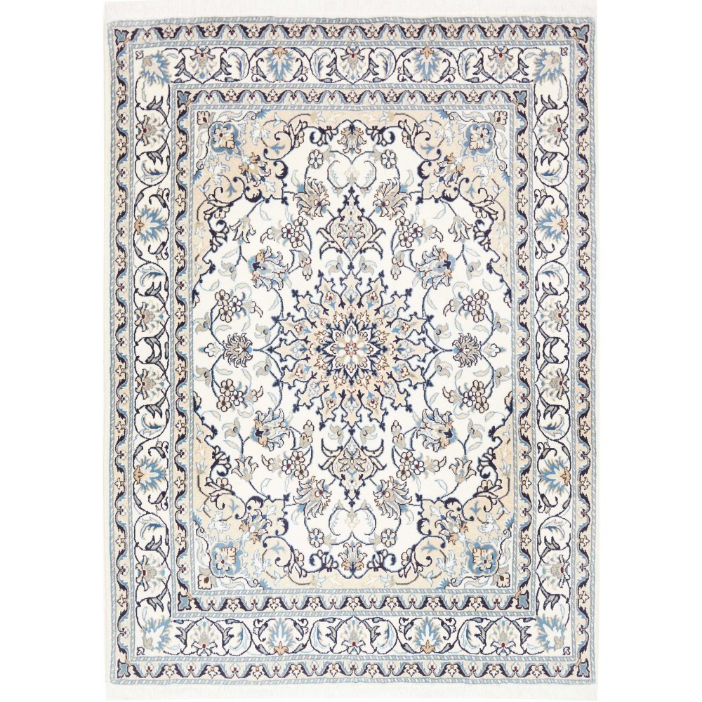 Tappeto Nain Kashmar Persia bianco grigio 146x197