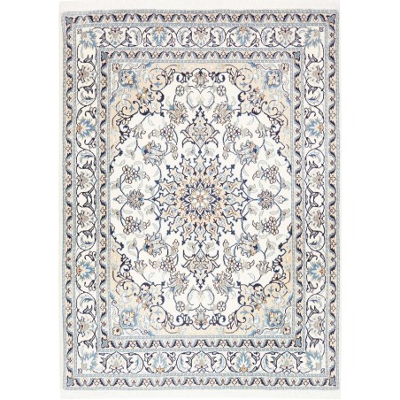 Tappeto Nain Kashmar Persia bianco grigio 146x197
