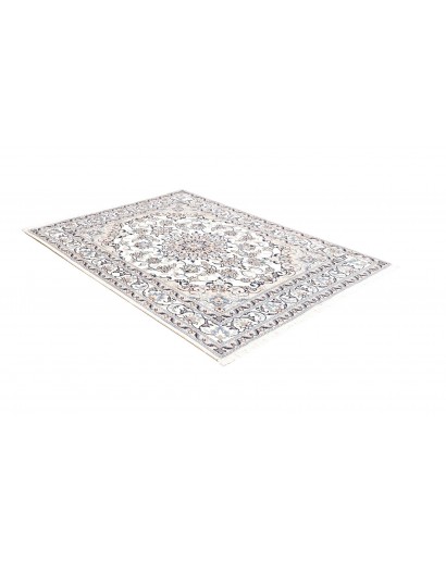Tappeto Nain Kashmar Persia bianco grigio 146x197