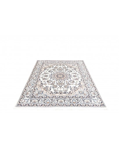 Tappeto Nain Kashmar Persia bianco grigio 146x197