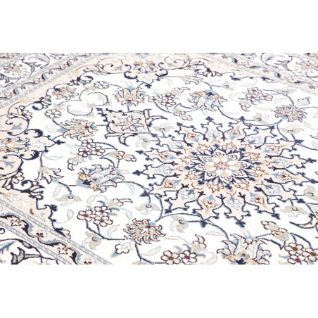Tappeto Nain Kashmar Persia bianco grigio 146x197