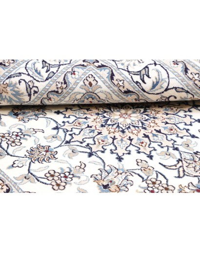 Tappeto Nain Kashmar Persia bianco grigio 146x197