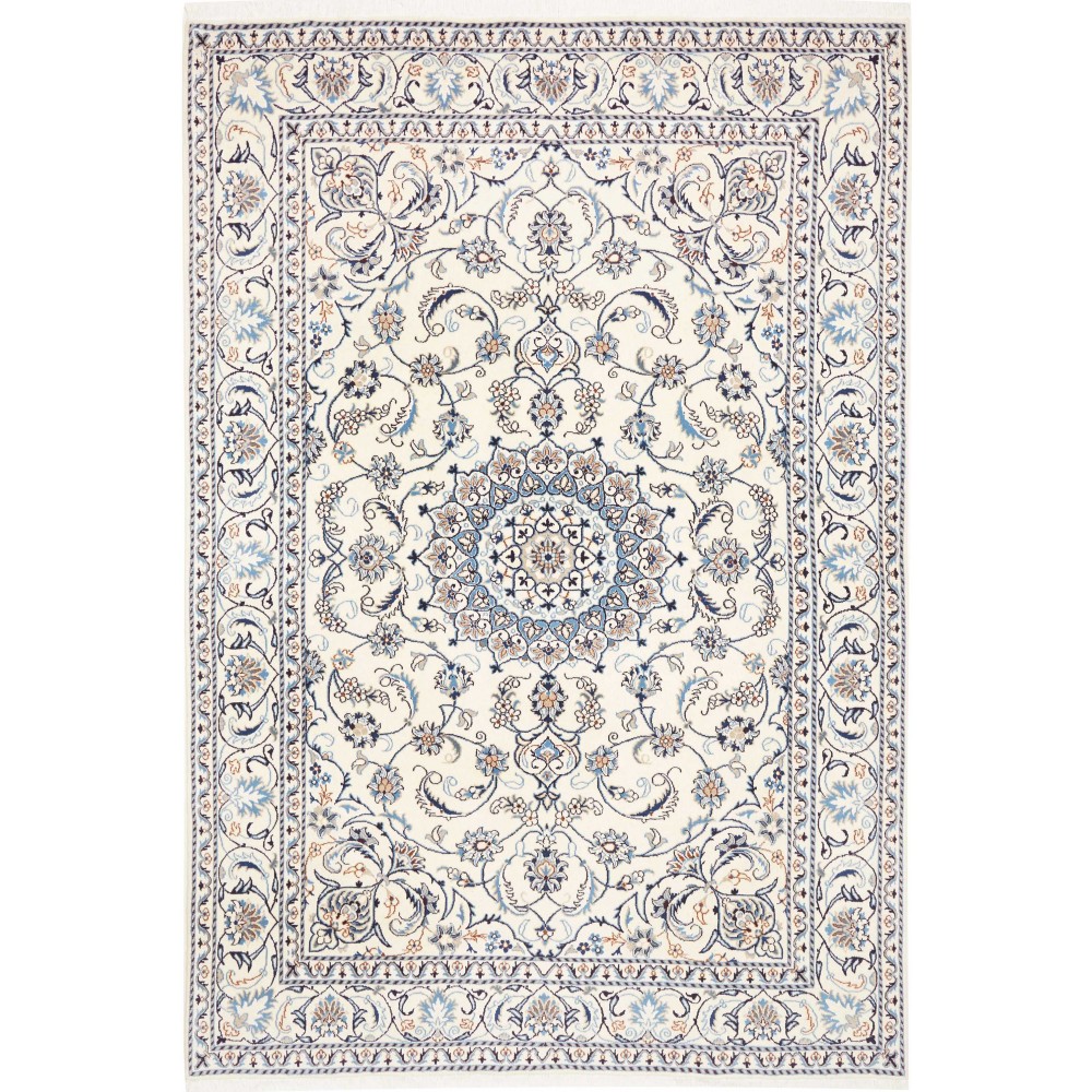 Tappeto Nain Kashmar Persia bianco grigio 193x285
