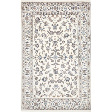 Tappeto Nain Kashmar Persia bianco azzurro 200x312