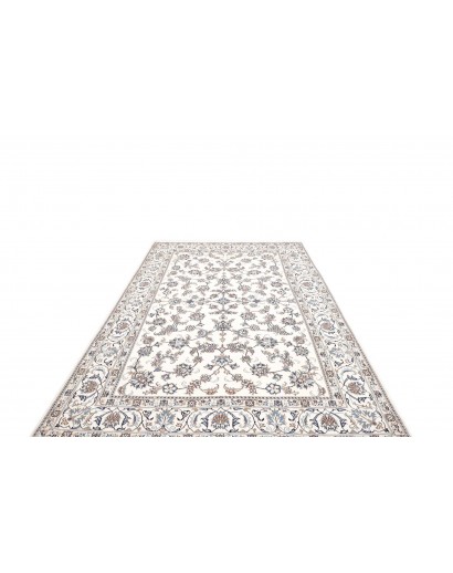 Tappeto Nain Kashmar Persia bianco azzurro 200x312
