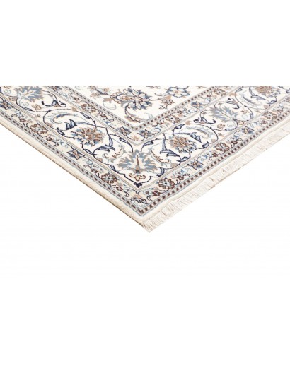 Tappeto Nain Kashmar Persia bianco azzurro 200x312