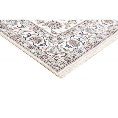 Tappeto Nain Kashmar Persia bianco azzurro 200x312