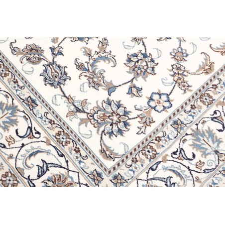 Tappeto Nain Kashmar Persia bianco azzurro 200x312