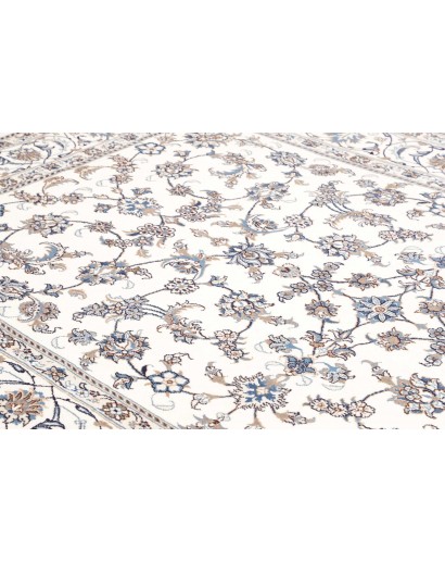 Tappeto Nain Kashmar Persia bianco azzurro 200x312