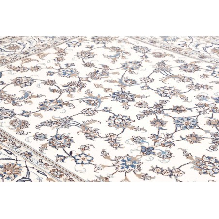 Tappeto Nain Kashmar Persia bianco azzurro 200x312