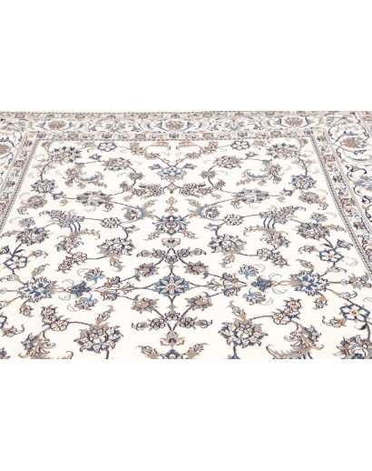 Tappeto Nain Kashmar Persia bianco azzurro 200x312