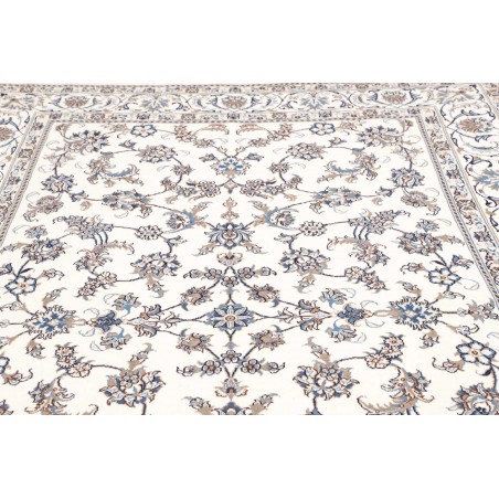 Tappeto Nain Kashmar Persia bianco azzurro 200x312