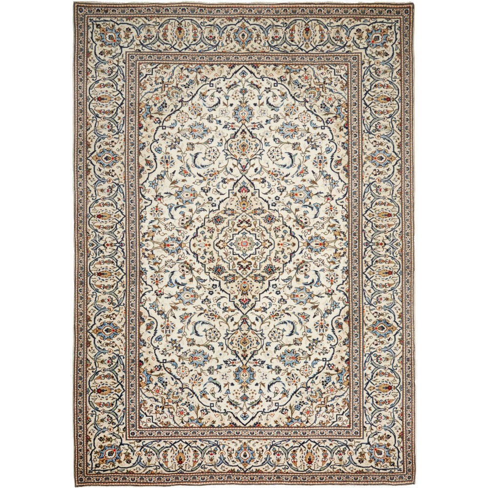 Tappeto Kashan Persia bianco grigio 247x353 Tappeto Kashan Persia bianco grigio 247x353