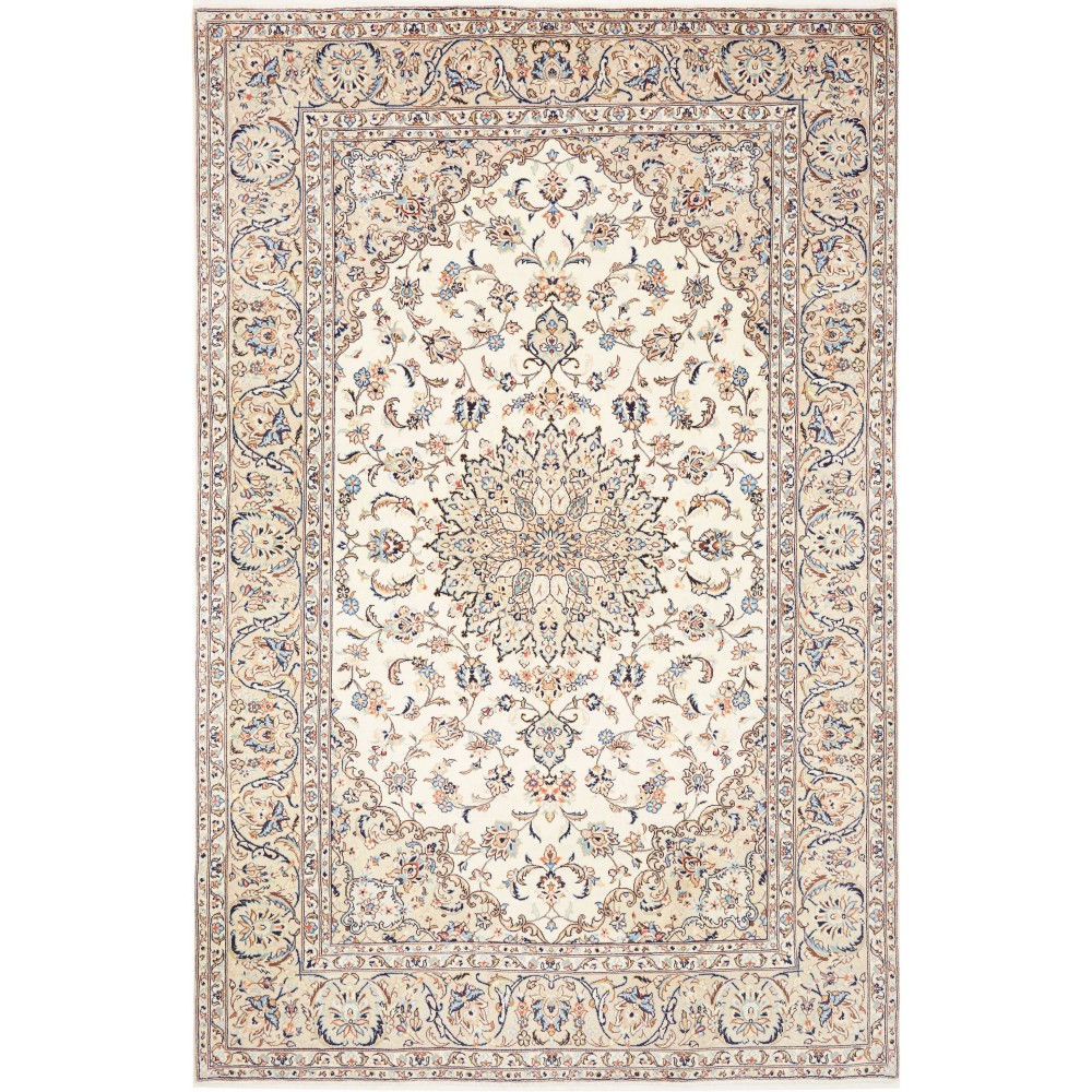 Tappeto Kashan Persia bianco grigio 195x302