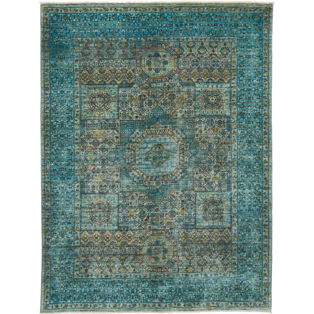 Tappeto Mamlouk Pakistan azzurro verde 150x199 Tappeto Mamlouk Pakistan azzurro verde 150x199