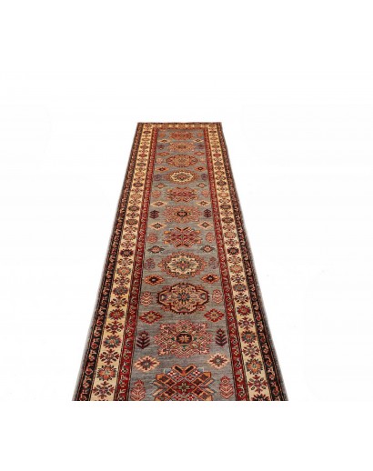 Tappeto Kazak Fine Pakistan marrone grigio 82x313