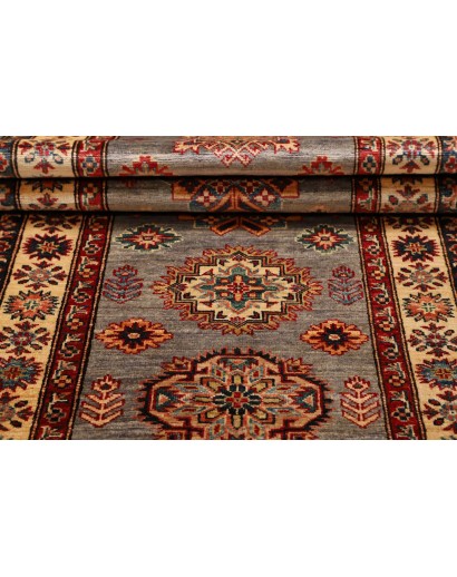 Tappeto Kazak Fine Pakistan marrone grigio 82x313