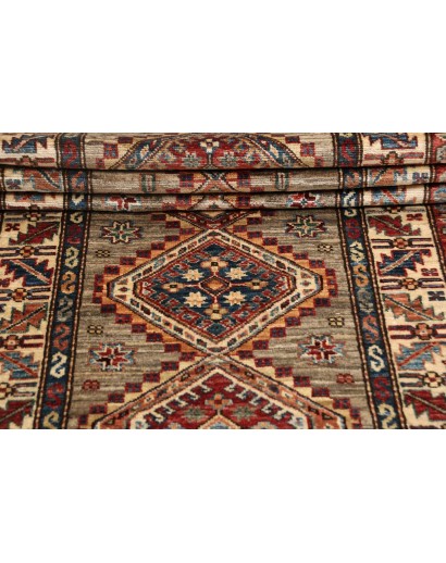 Tappeto Kazak Fine Pakistan marrone grigio 77x309